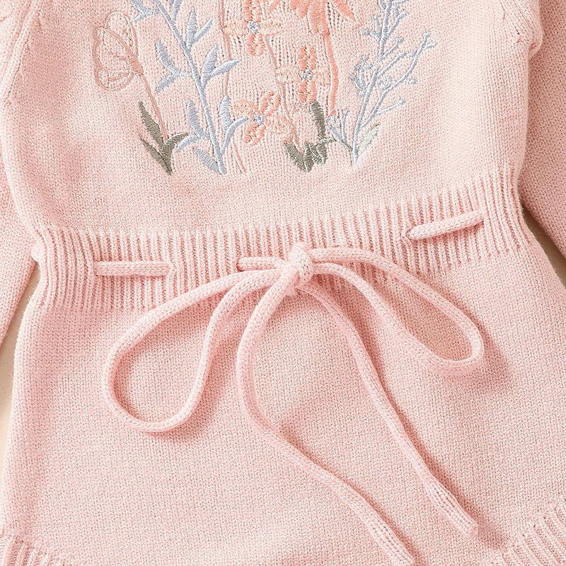 Knitted Floral Girls Romper - Sweet Lemon Baby 