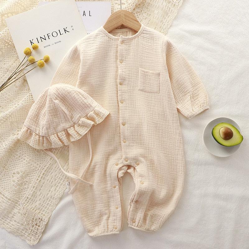 Cotton Baby Jumpsuit with Hat - Sweet Lemon Baby 