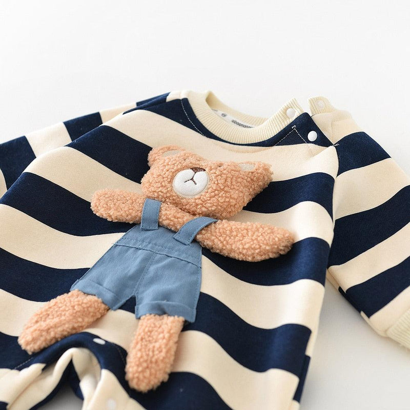 Striped Bear Jumpsuit - Sweet Lemon Baby 