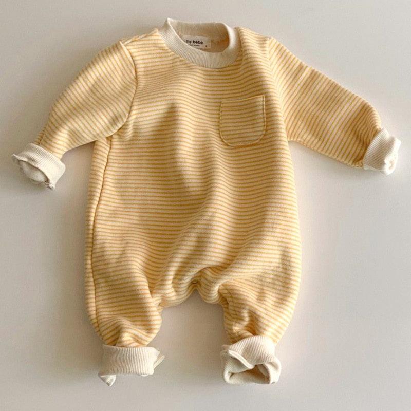 Striped Cotton Baby Romper - Sweet Lemon Baby 